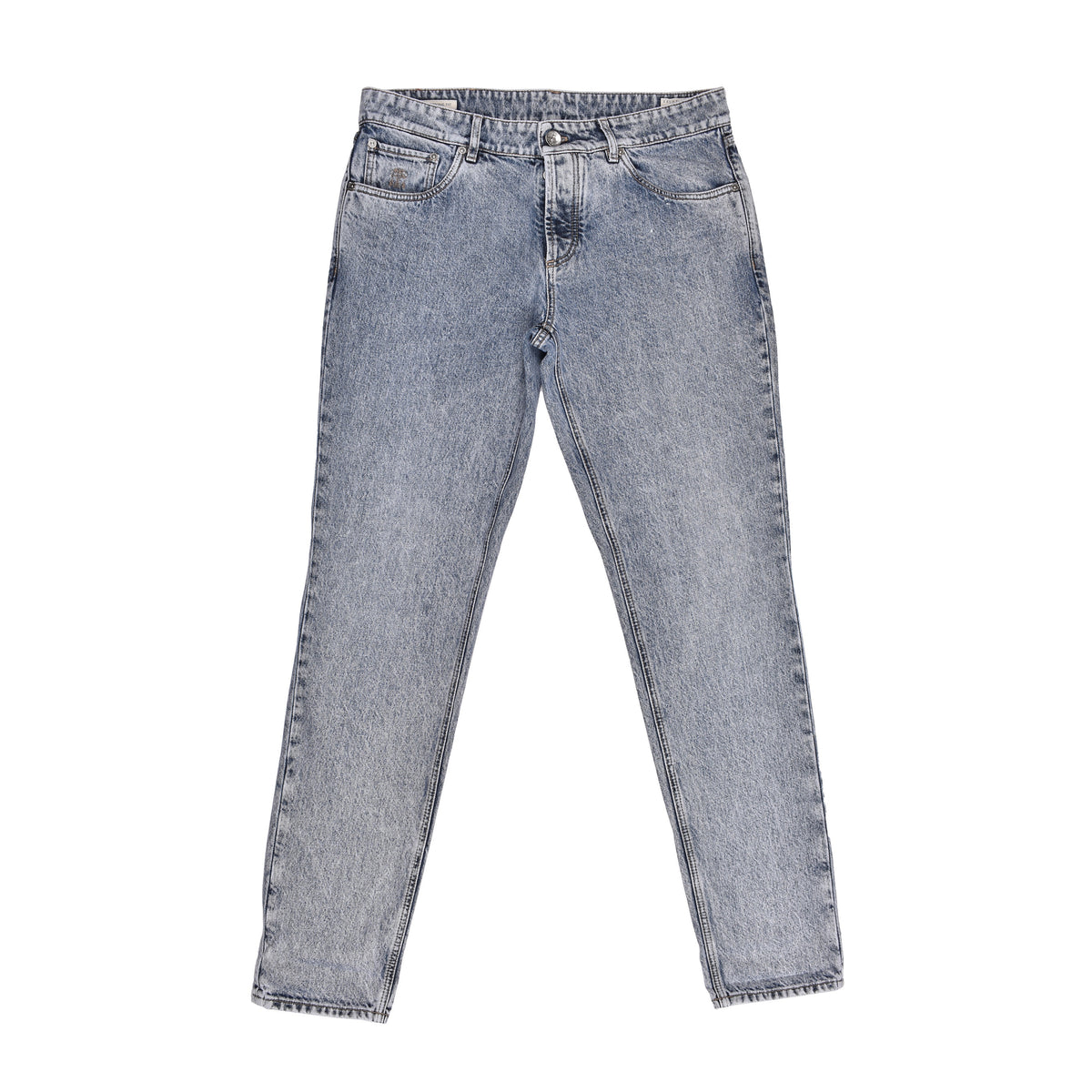 BRUNELLO CUCINELLI MEN'S LIGHT BLUE DENIM TROUSERS