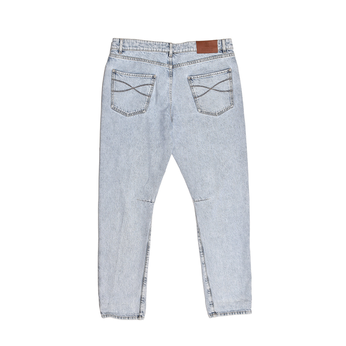 BRUNELLO CUCINELLI MEN'S LIGHT BLUE DENIM TROUSERS