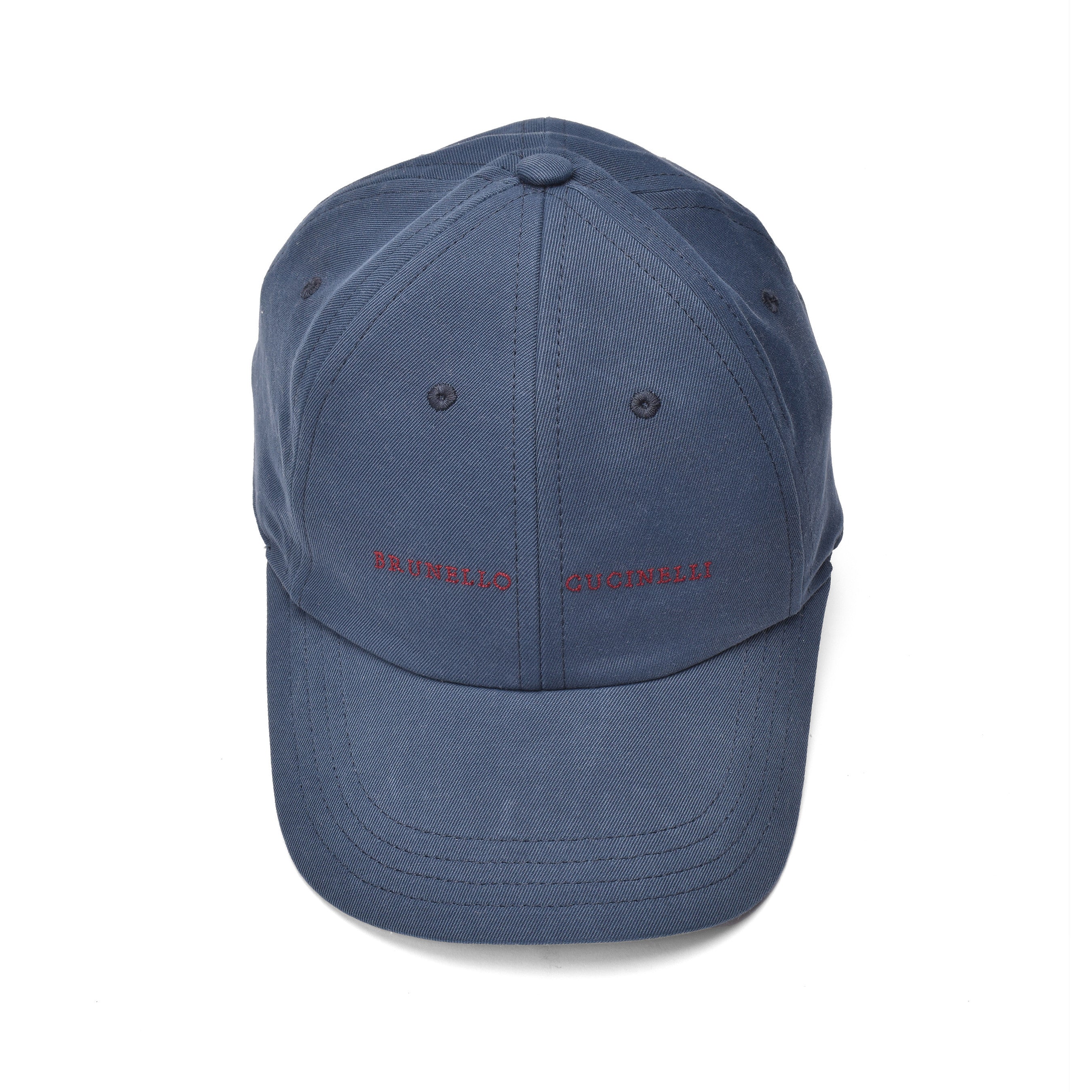 BRUNELLO CUCINELLI MEN'S COTTON NAVY BLUE LOGO BASEBALL CAP/HAT