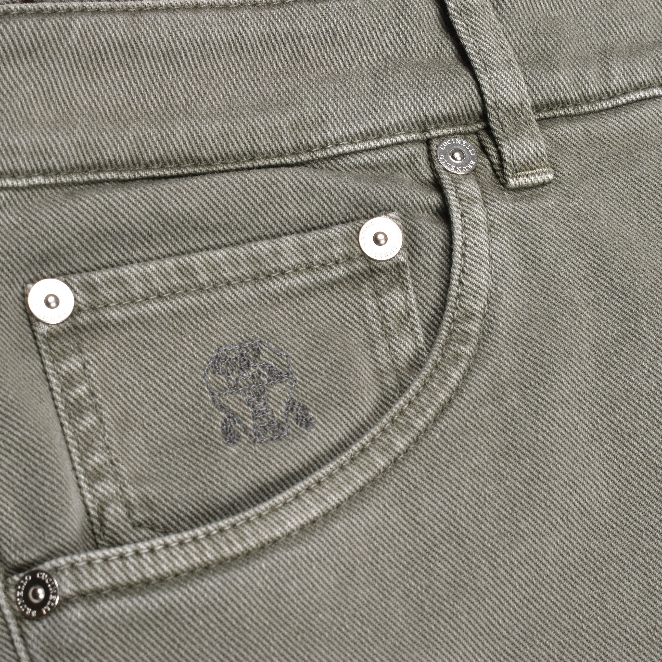 BRUNELLO CUCINELLI MEN'S MILITARY GREEN SKINNY FIT JEANS