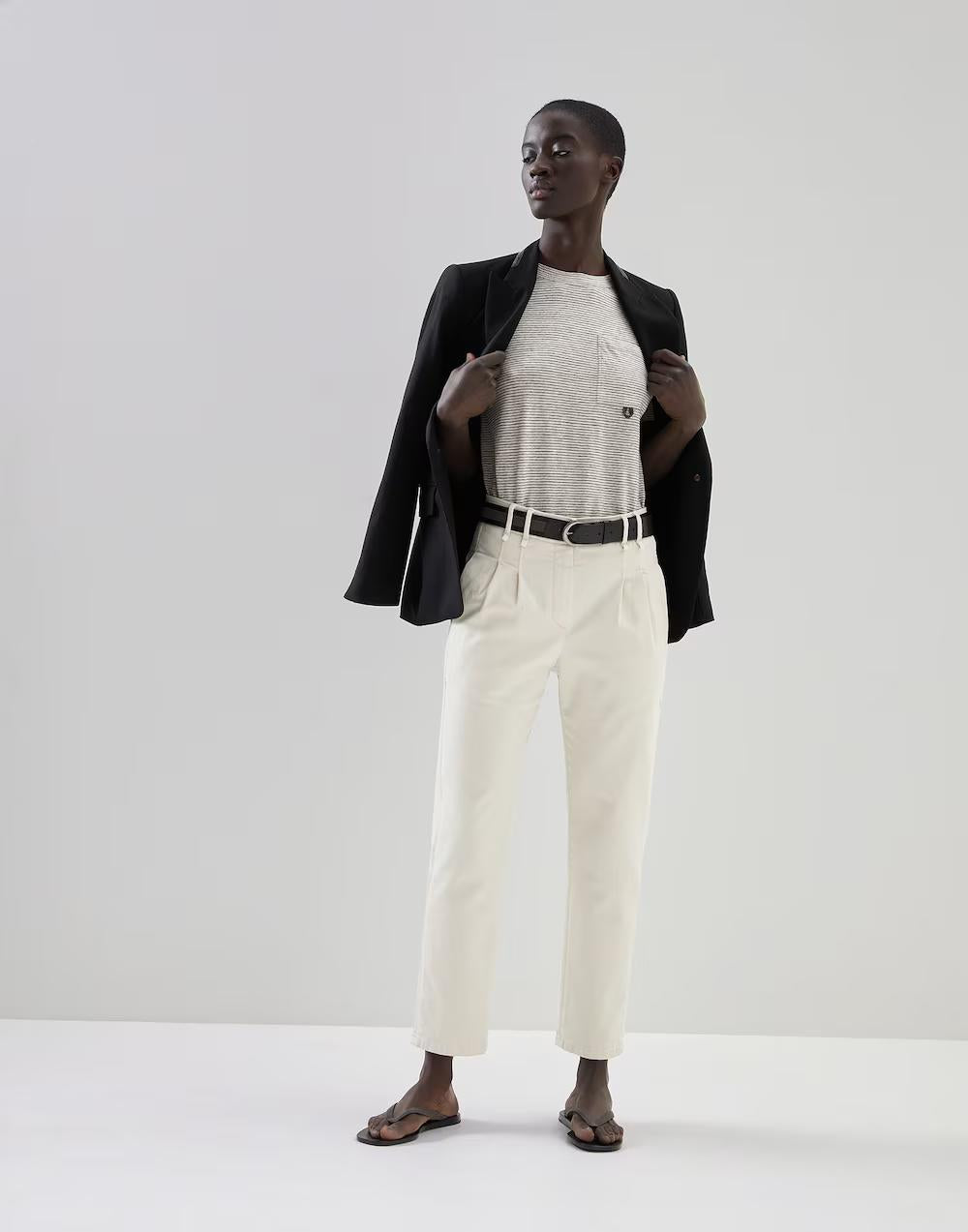 BRUNELLO CUCINELLI WOMEN'S WARM WHITE PLEATED TROUSERS
