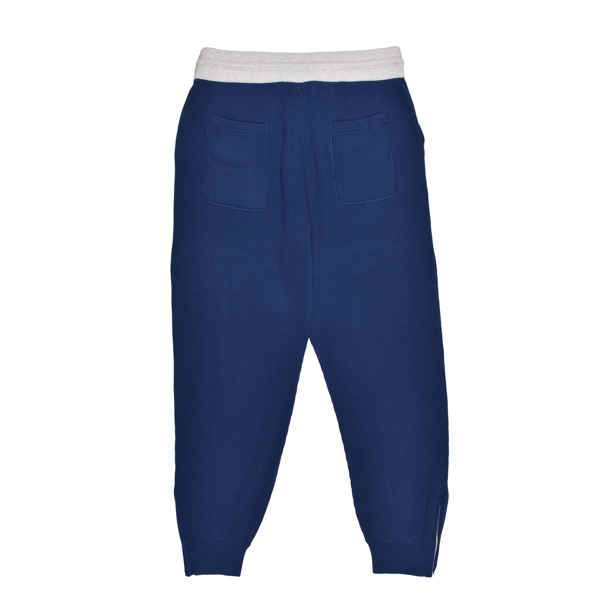 BRUNELLO CUCINELLI MEN'S BLUE KNIT COTTON TROUSERS