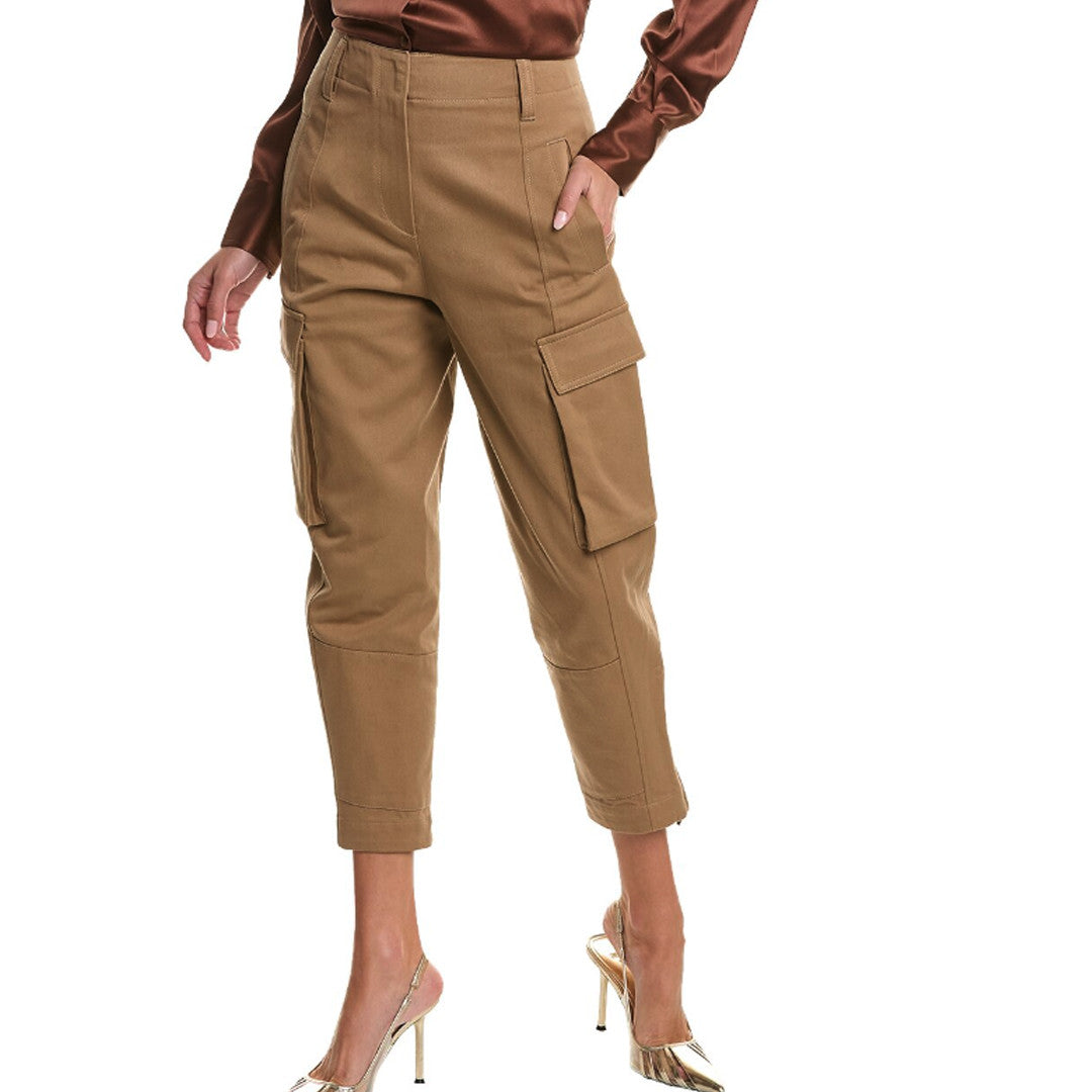 BRUNELLO CUCINELLI WOMEN'S CARAMEL CARGO TROUSERS