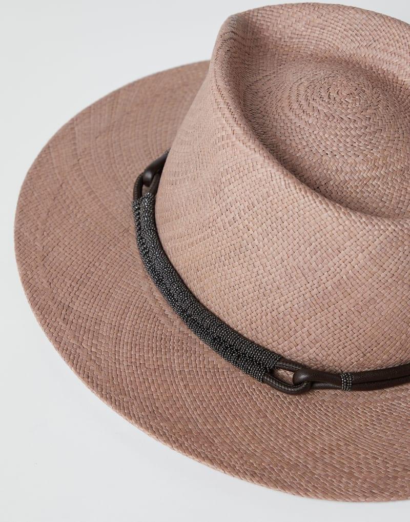 BRUNELLO CUCINELLI WOMEN'S BROWN WOVEN FEDORA HAT