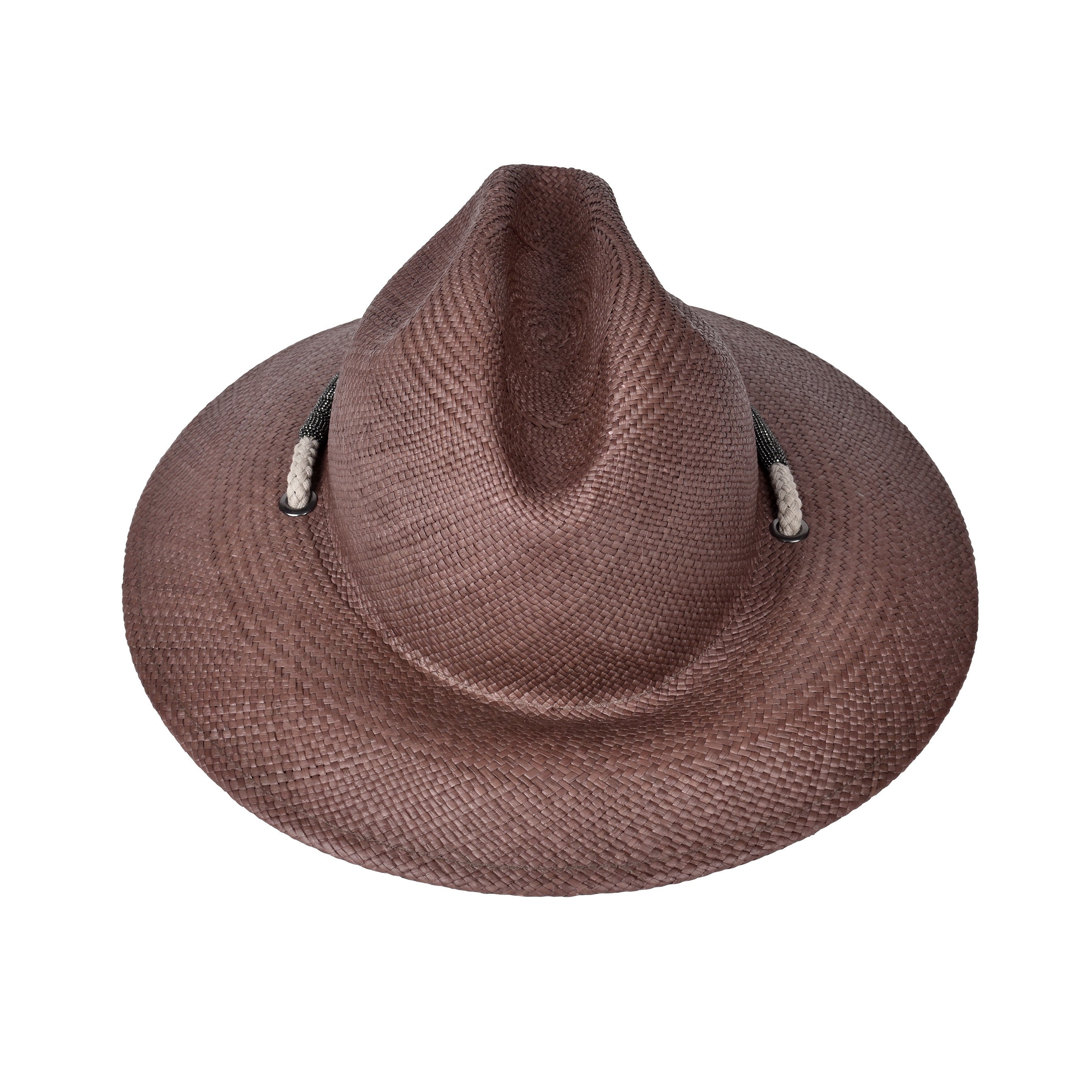 BRUNELLO CUCINELLI WOMEN'S BROWN NATURAL FIBER FEDORA HAT