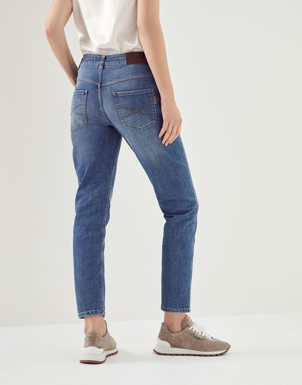 BRUNELLO CUCINELLI WOMEN'S SOFT BLUE DENIM STRAIGHT-LEG PANTS