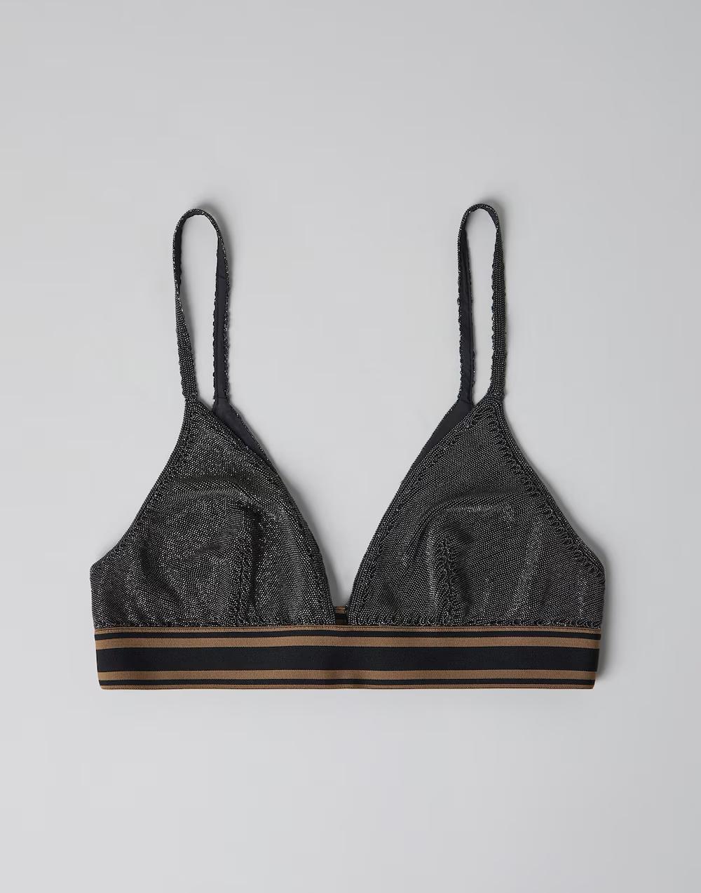 BRUNELLO CUCINELLI WOMEN'S BLACK STRIPED BAND BRALETTE