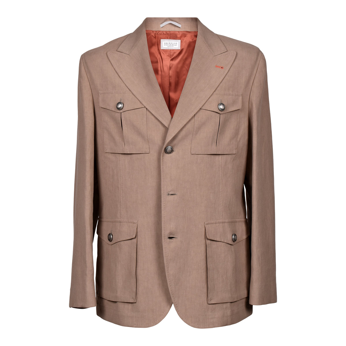 BRUNELLO CUCINELLI MEN'S LIGHT BROWN LINEN JACKET