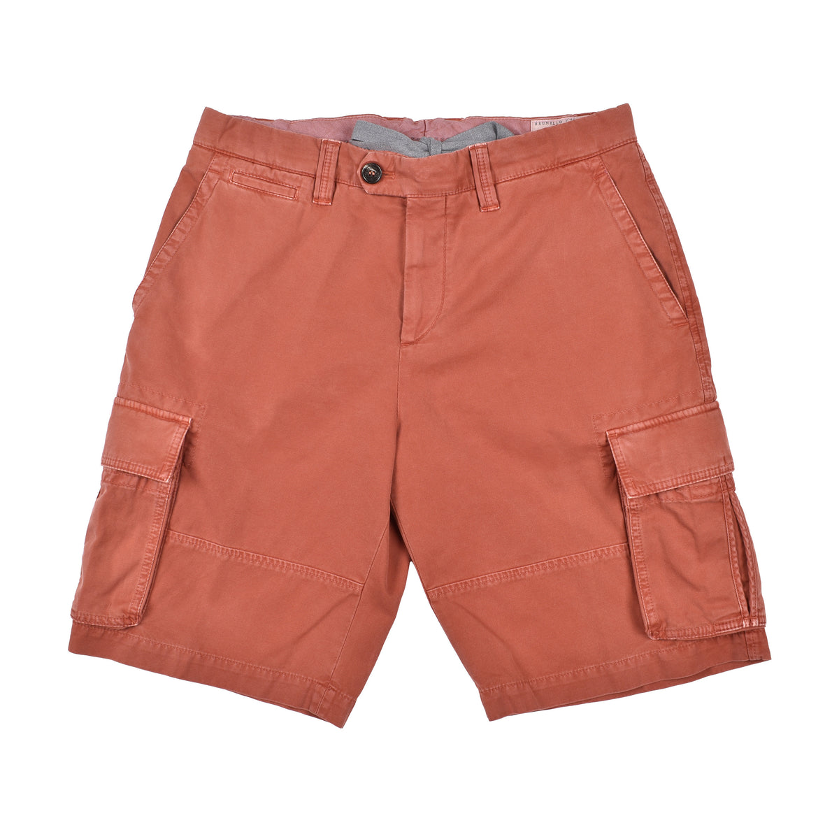 BRUNELLO CUCINELLI MEN'S RUST COTTON CARGO SHORTS