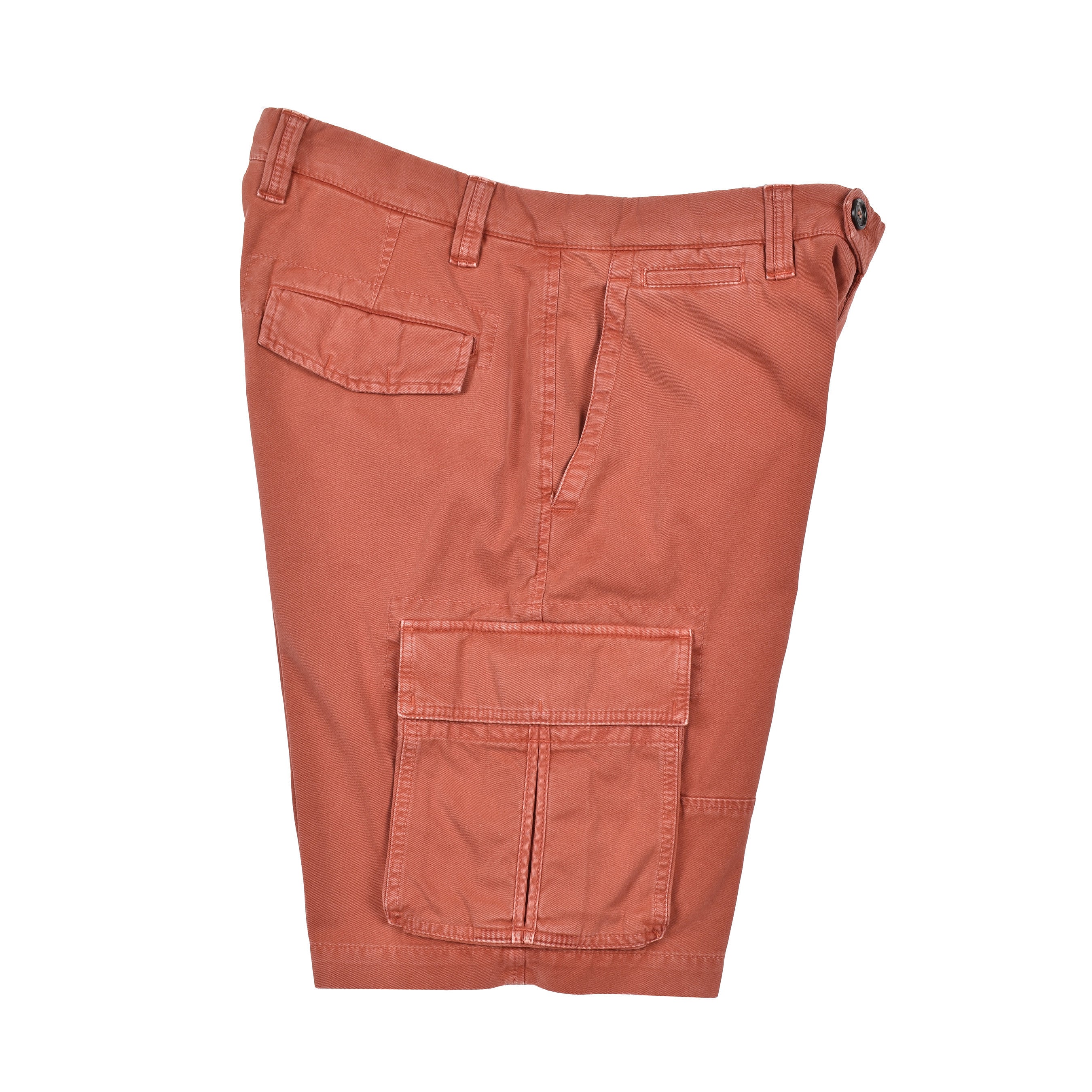 BRUNELLO CUCINELLI MEN'S ORANGE CARGO BERMUDA SHORTS
