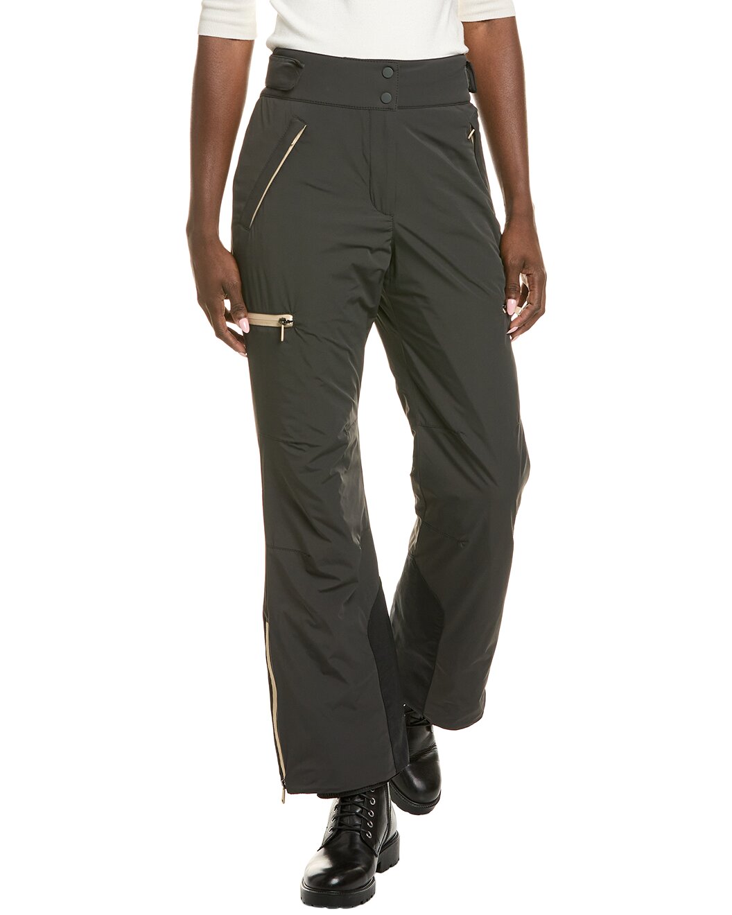 BRUNELLO CUCINELLI WOMEN'S DARK OLIVE TECHNICAL ZIP POCKET TROUSERS