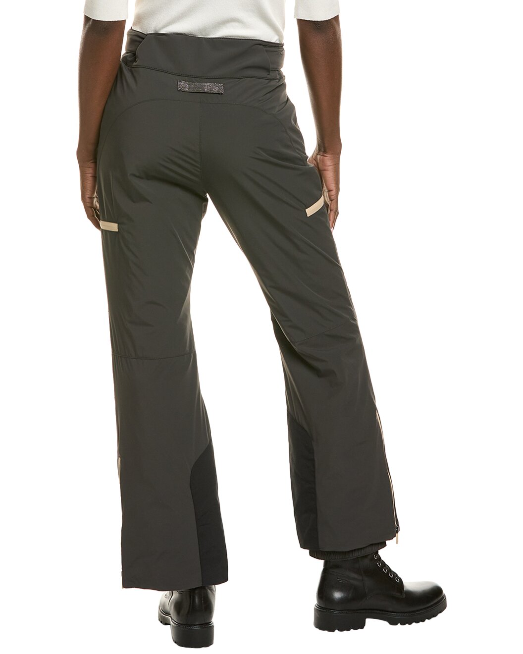 BRUNELLO CUCINELLI WOMEN'S DARK OLIVE TECHNICAL ZIP POCKET TROUSERS