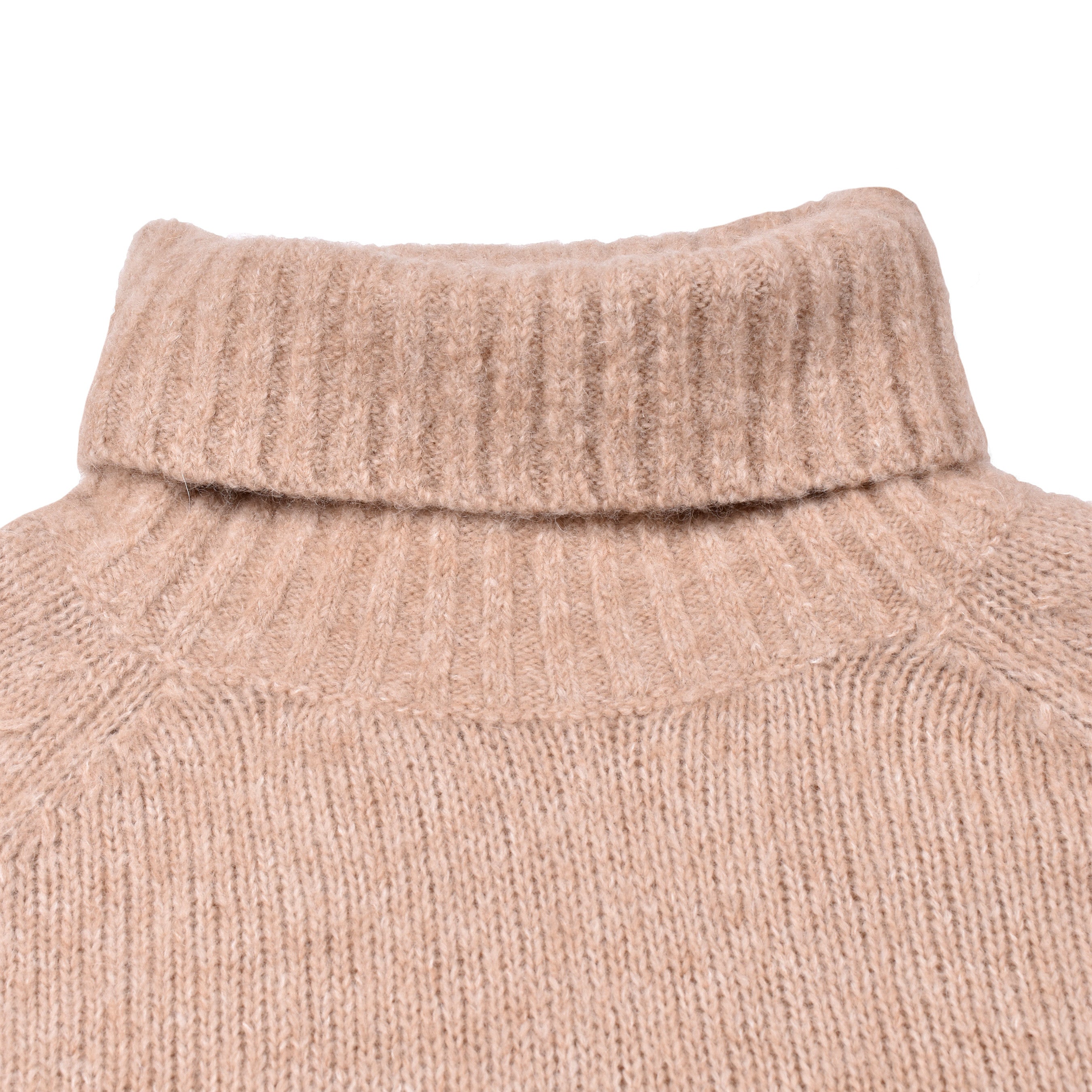 BRUNELLO CUCINELLI MEN'S LIGHT CAMEL WOOL TURTLENECK SWEATER