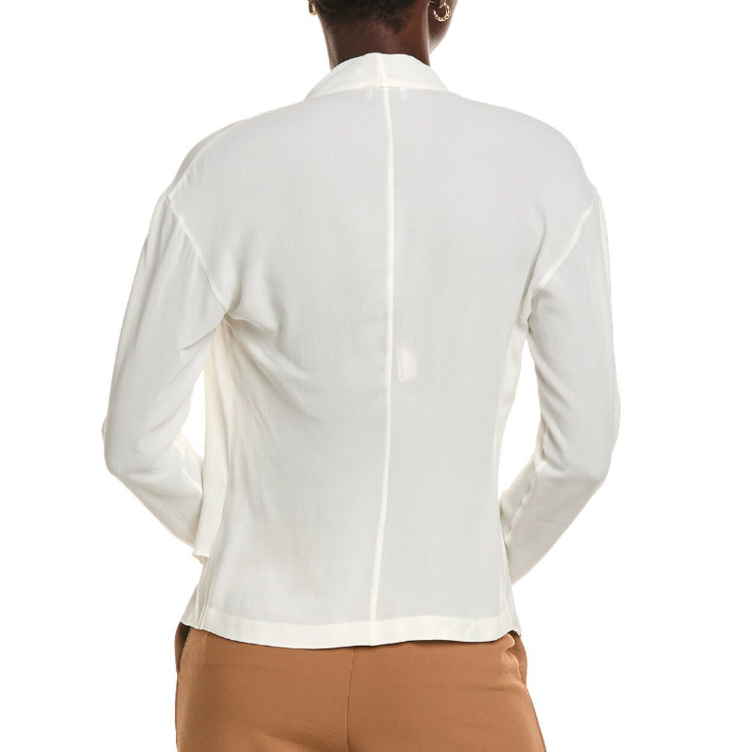 BRUNELLO CUCINELLI WOMEN'S NATURAL SILK DRAPED LONG SLEEVE SHIRT