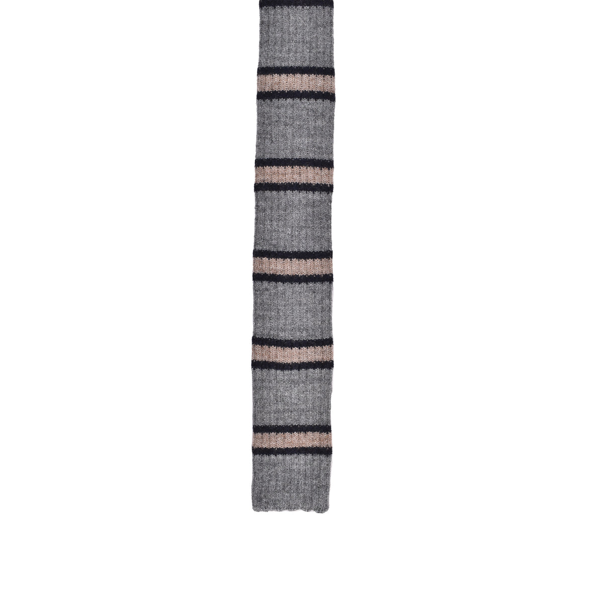 BRUNELLO CUCINELLI MEN'S GREY NAVY WOOL BLEND KNIT TIE