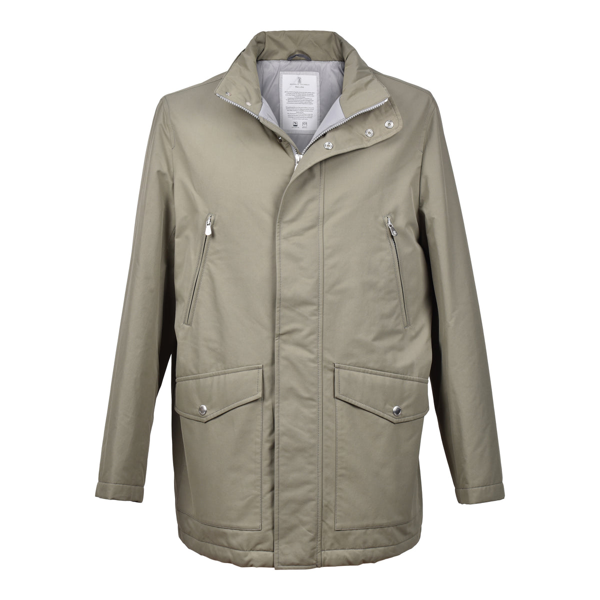 BRUNELLO CUCINELLI MEN'S KHAKI MEDIUM GRAY COTTON NYLON JACKET