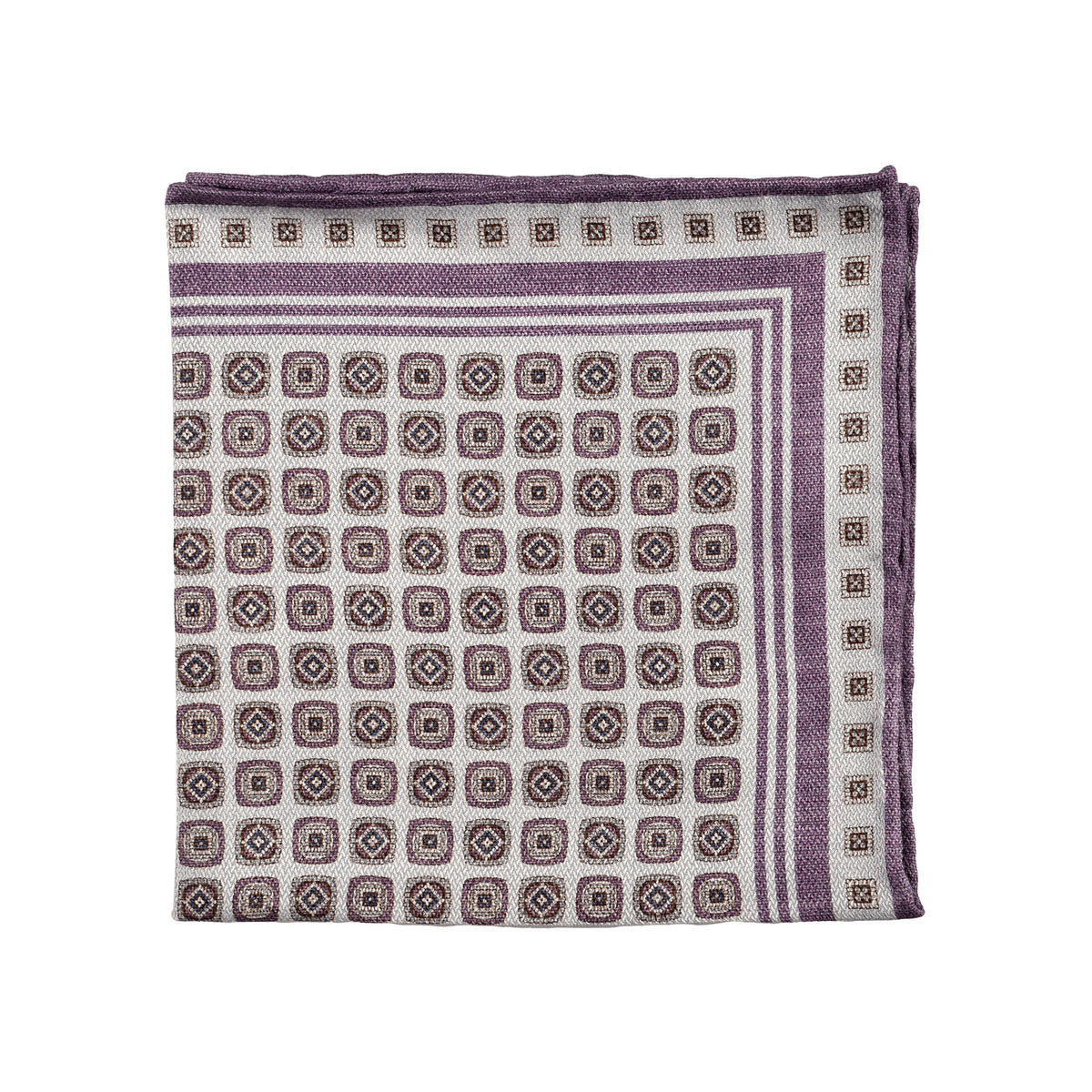 BRUNELLO CUCINELLI MEN'S MULTICOLOR GEOMETRIC SILK POCKET SQUARE