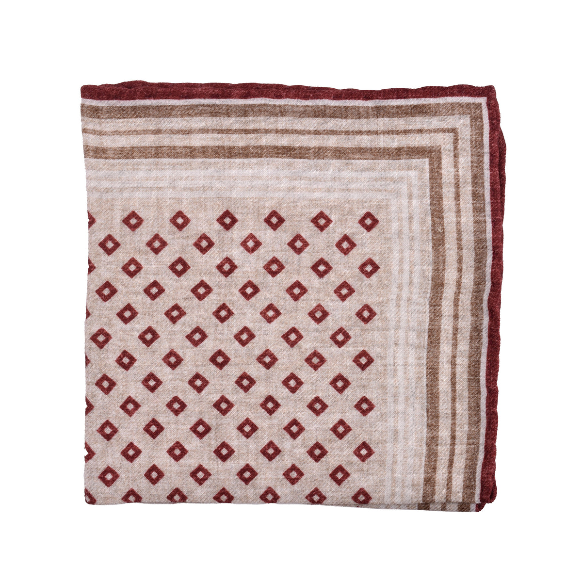 BRUNELLO CUCINELLI MEN'S BARBERA CAMEL WOOL GEOMETRIC POCKET SQUARE