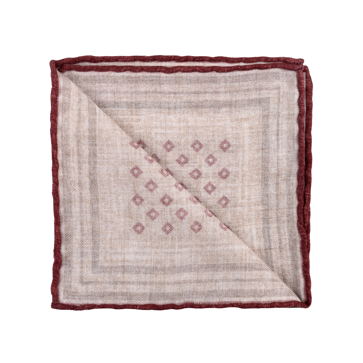 BRUNELLO CUCINELLI MEN'S BARBERA CAMEL WOOL GEOMETRIC POCKET SQUARE