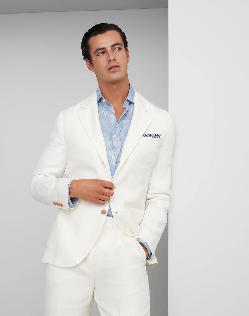 BRUNELLO CUCINELLI MEN'S OFF-WHITE DECONSTRUCTED BLAZER