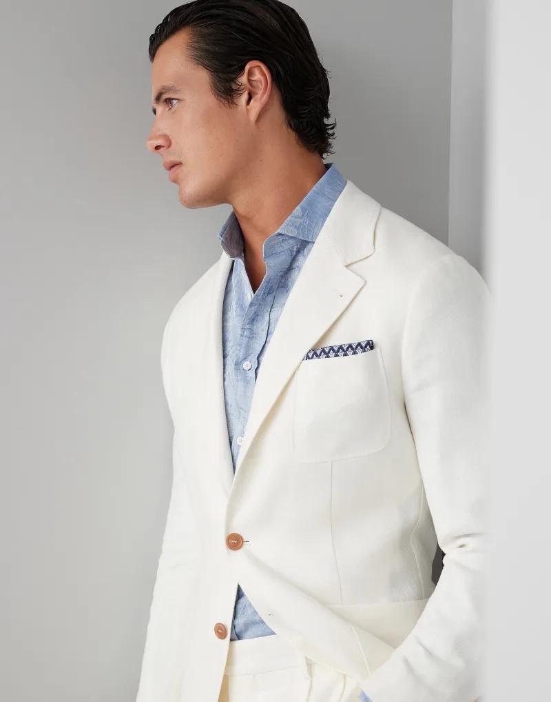 BRUNELLO CUCINELLI MEN'S OFF-WHITE DECONSTRUCTED BLAZER