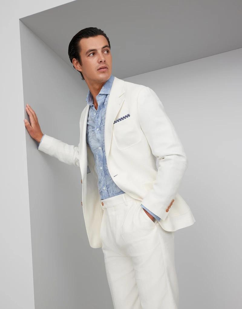 BRUNELLO CUCINELLI MEN'S OFF-WHITE DECONSTRUCTED BLAZER