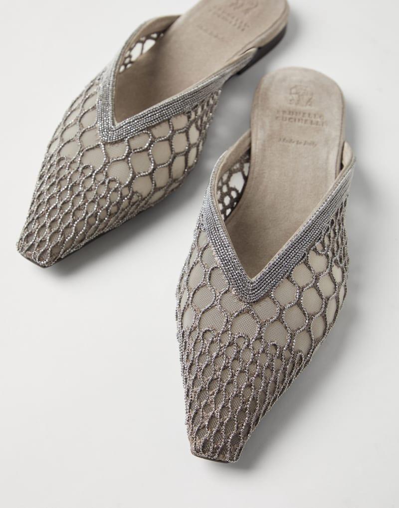 BRUNELLO CUCINELLI WOMEN'S MUD MESH POINTED TOE MULE SHOE