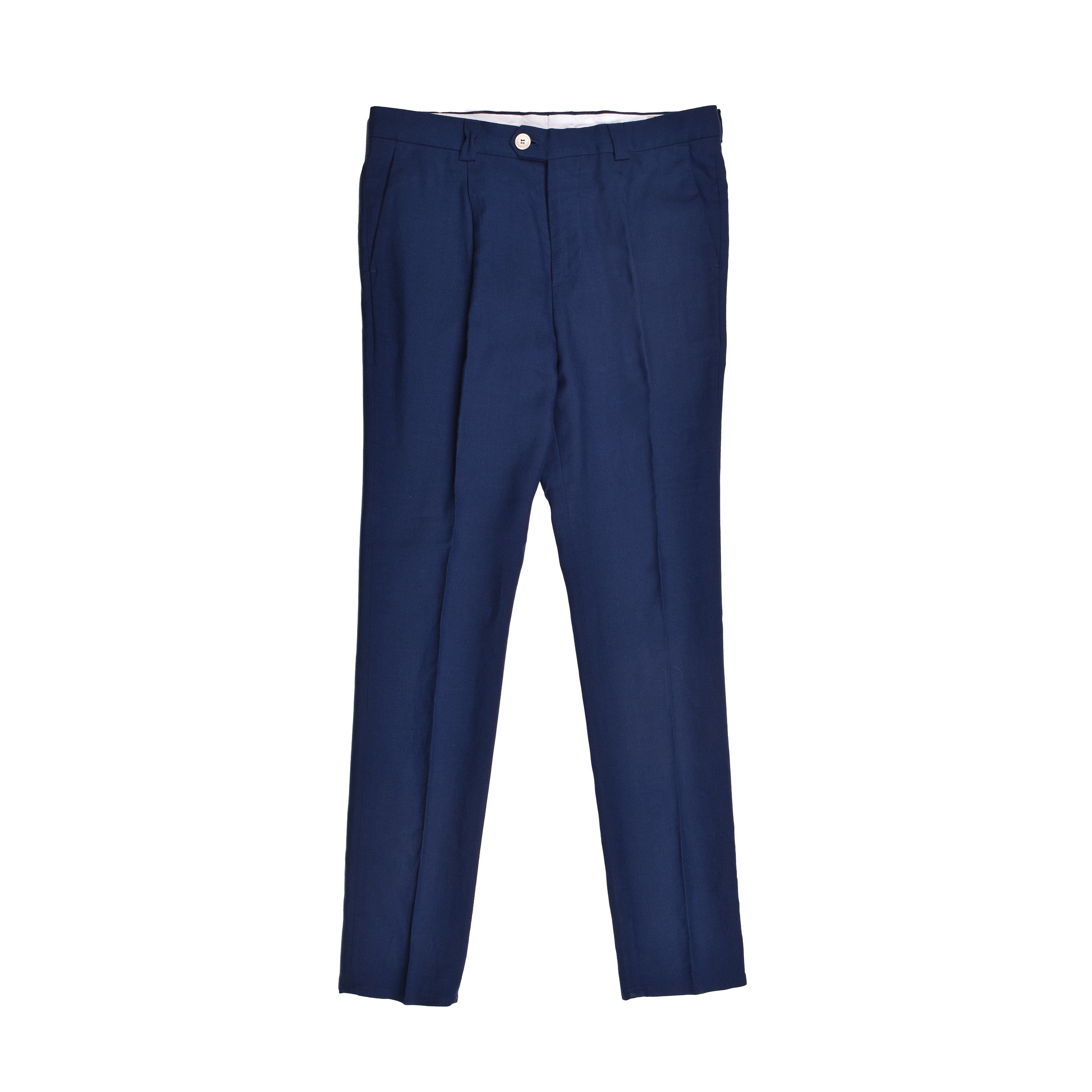 BRUNELLO CUCINELLI MEN'S NAVY LINEN BLEND LEISURE TROUSERS
