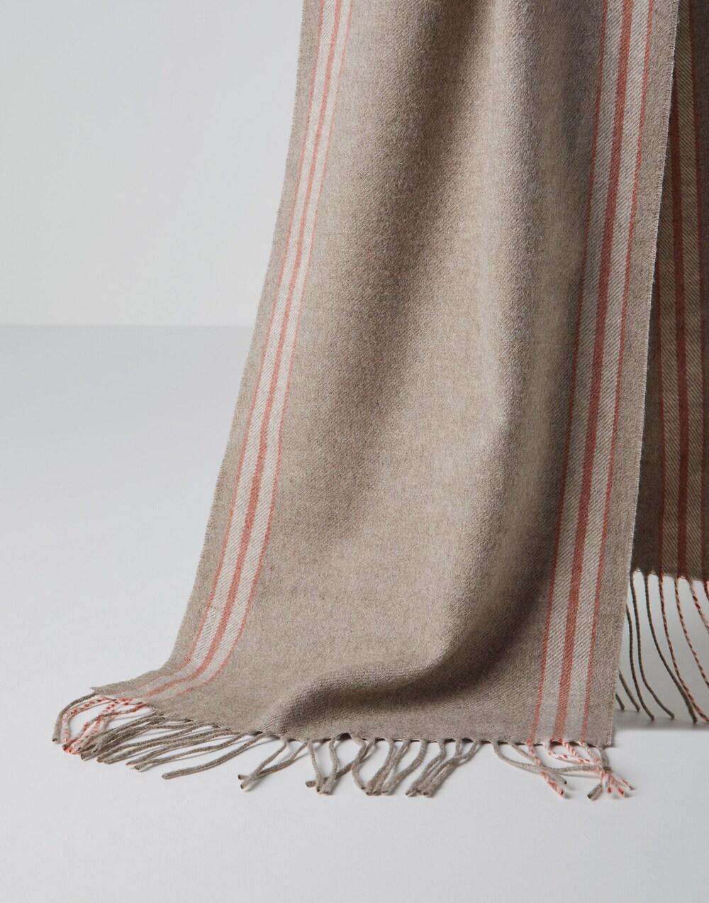 BRUNELLO CUCINELLI MEN'S BROWN CARROT STRIPED SILK SCARF