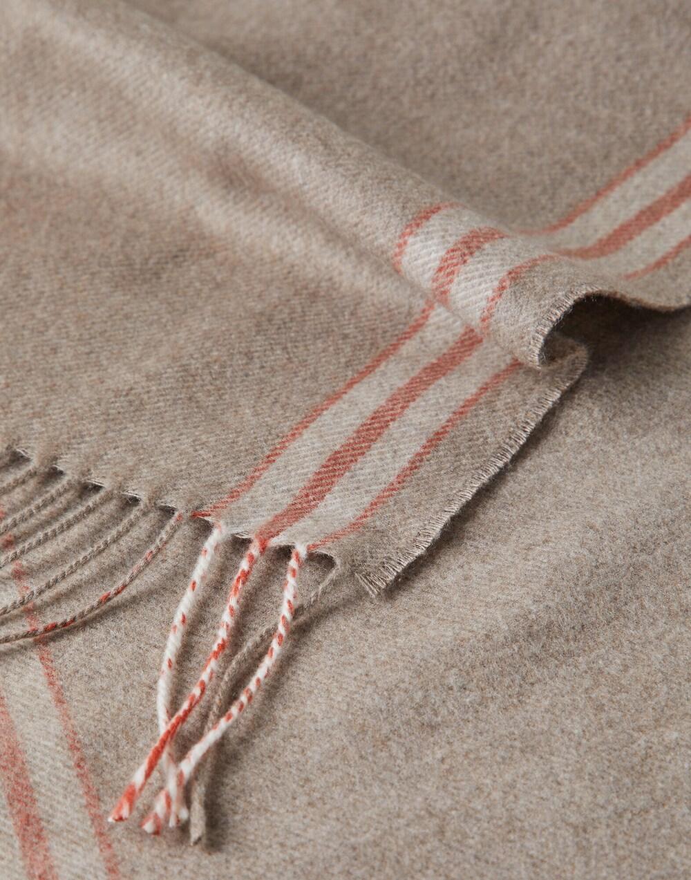 BRUNELLO CUCINELLI MEN'S BROWN CARROT STRIPED SILK SCARF