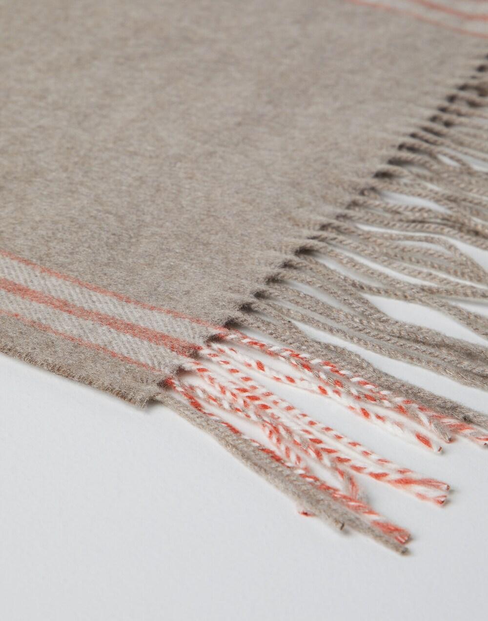 BRUNELLO CUCINELLI MEN'S BROWN CARROT STRIPED SILK SCARF