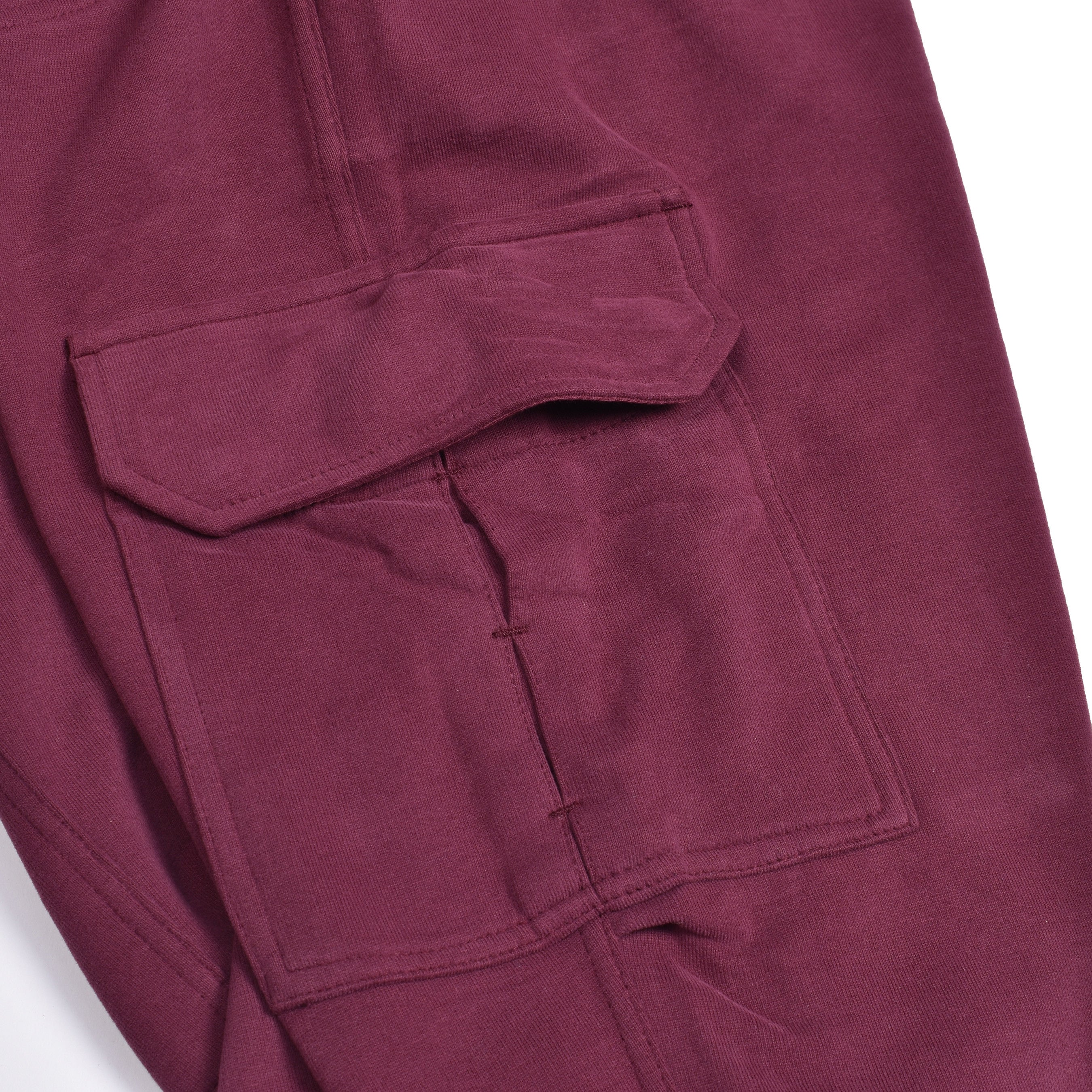 BRUNELLO CUCINELLI MEN'S BURGUNDY COTTON CARGO TROUSERS