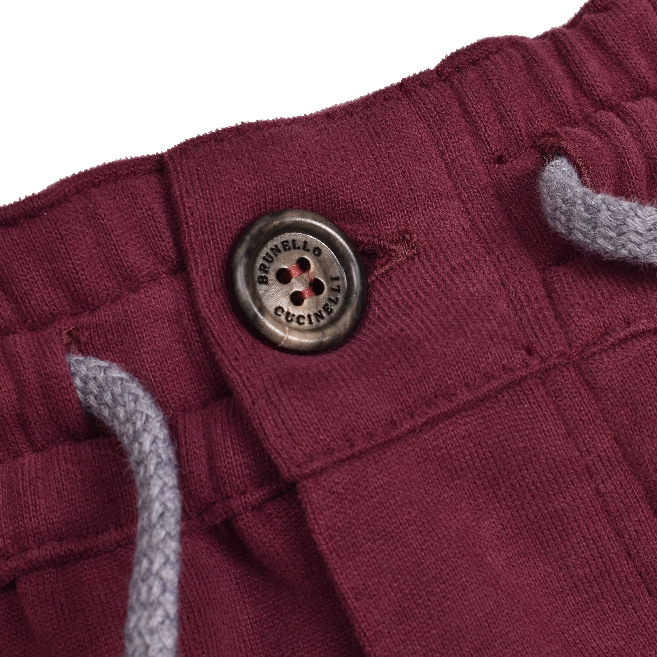 BRUNELLO CUCINELLI MEN'S BURGUNDY COTTON CARGO TROUSERS