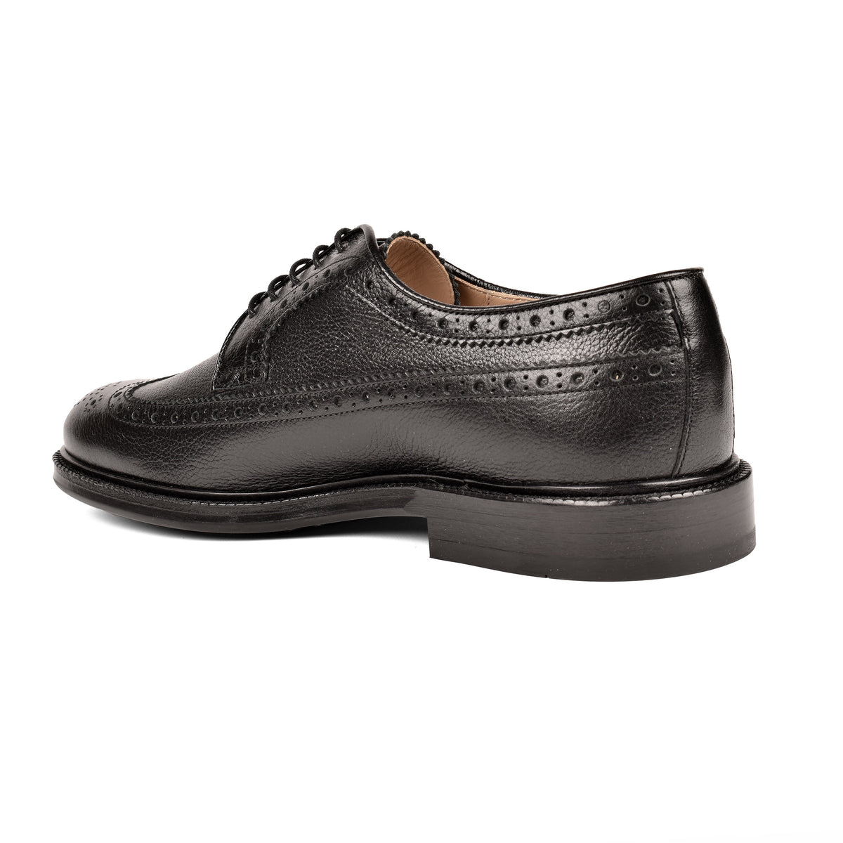 BRUNELLO CUCINELLI MEN'S BLACK LEATHER BROGUE SHOES