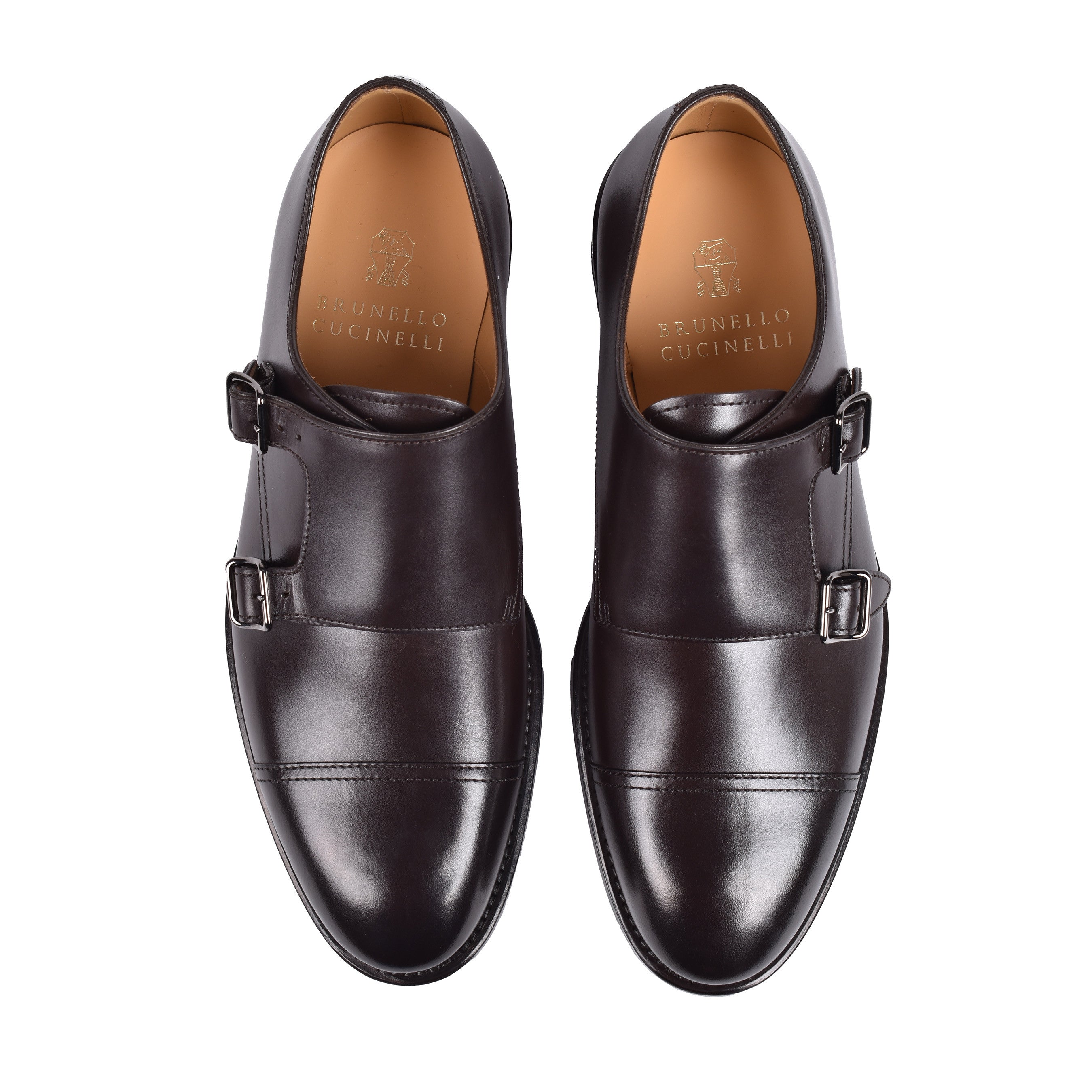 BRUNELLO CUCINELLI MEN'S 100% CALF LEATHER DOUBLE STRAP MONK SHOE NEW