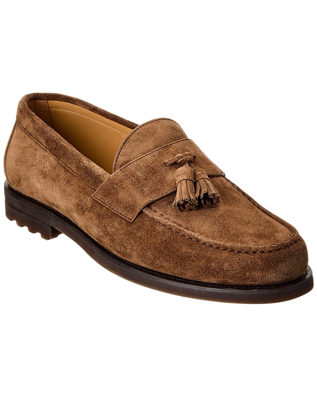 BRUNELLO CUCINELLI MEN'S BROWN SUEDE TASSEL LOAFER SHOE