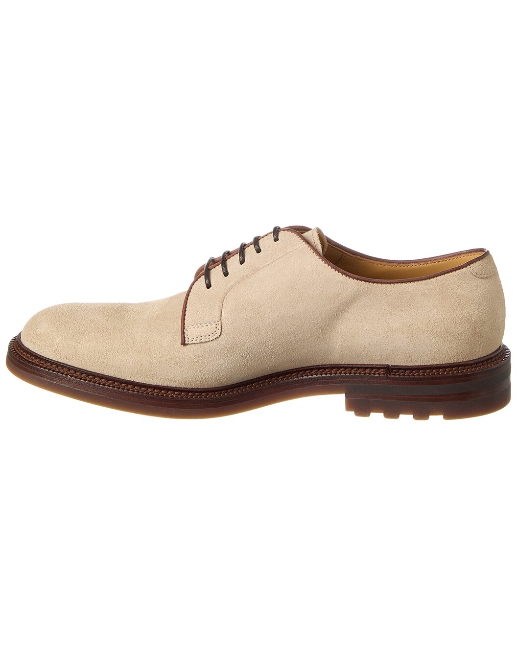 BRUNELLO CUCINELLI MEN'S NUDE SPRING SUEDE LEATHER DERBY SHOE
