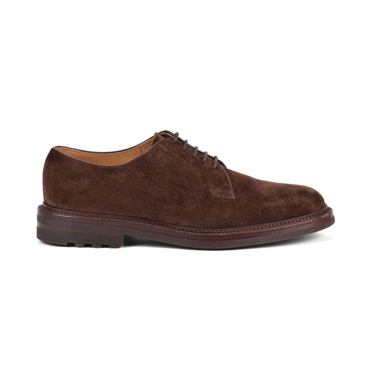 BRUNELLO CUCINELLI MEN'S BROWN SUEDE LEATHER DERBY SHOE