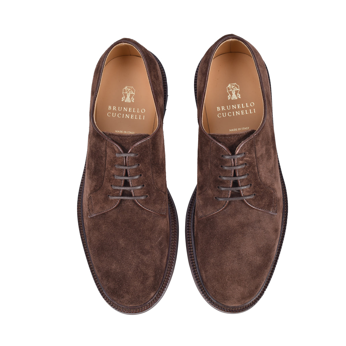 BRUNELLO CUCINELLI MEN'S BROWN SUEDE LEATHER DERBY SHOE
