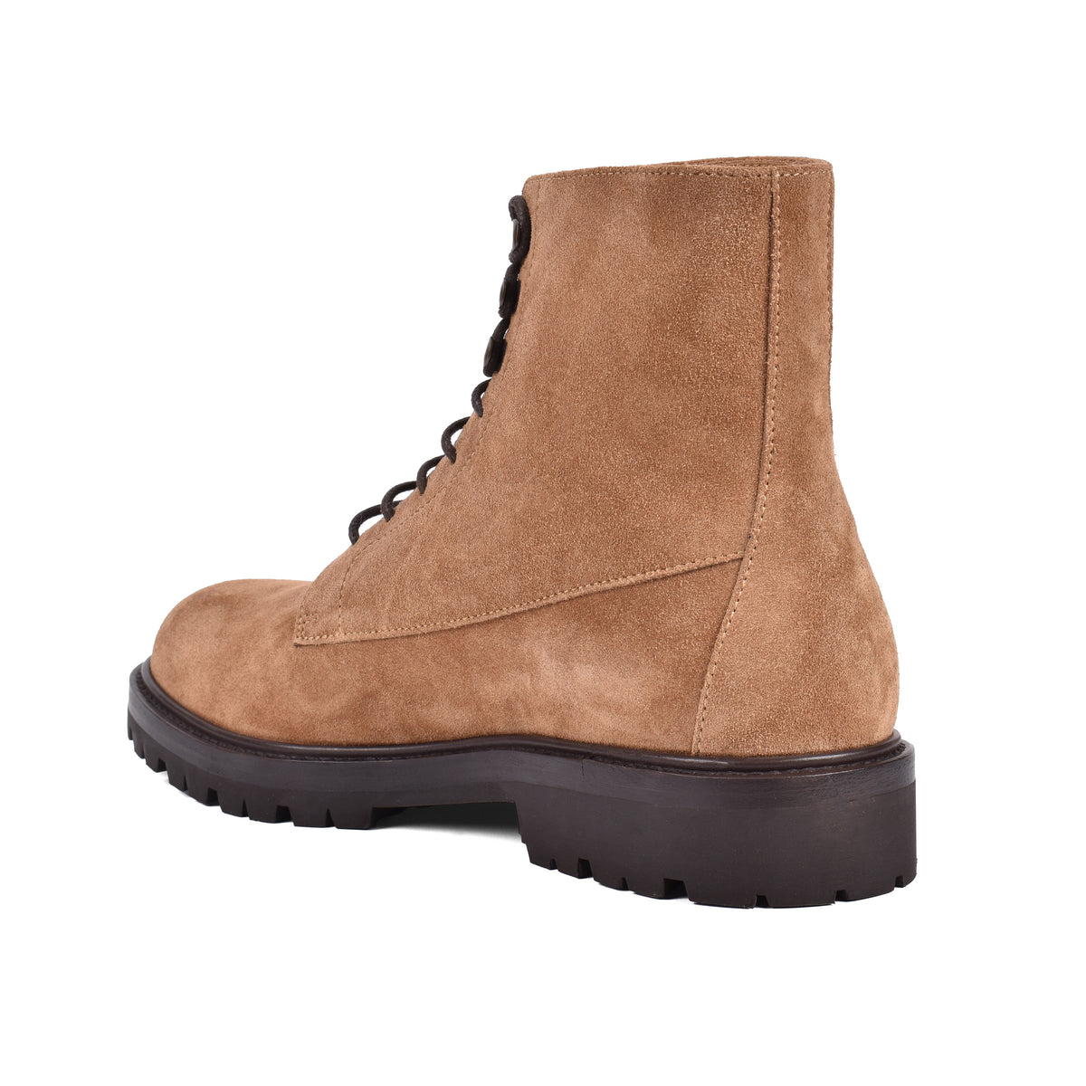 BRUNELLO CUCINELLI MEN'S BEIGE SUEDE LACE UP BOOTS