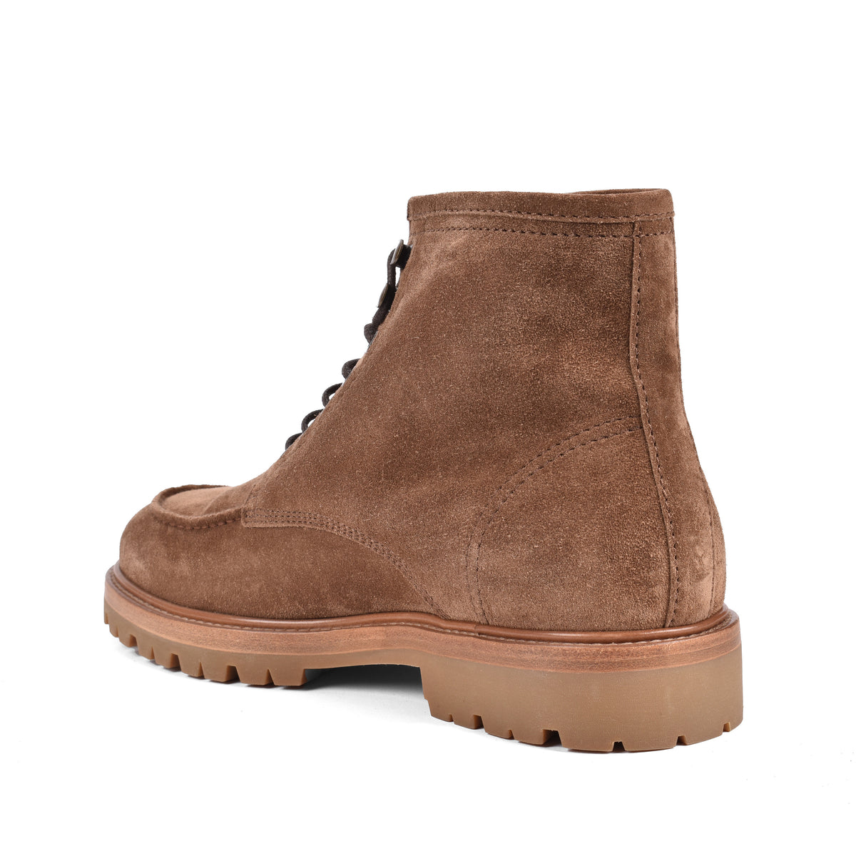 BRUNELLO CUCINELLI MEN'S BEIGE SUEDE LACE UP BOOTS
