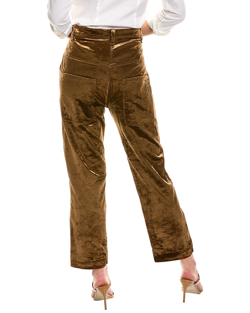 BRUNELLO CUCINELLI WOMEN'S BROWN VELVET HIGH WAISTED TROUSERS