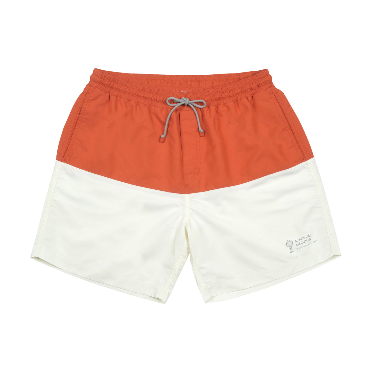 BRUNELLO CUCINELLI MEN'S PAPAYA TWO-TONE SWIM SHORTS