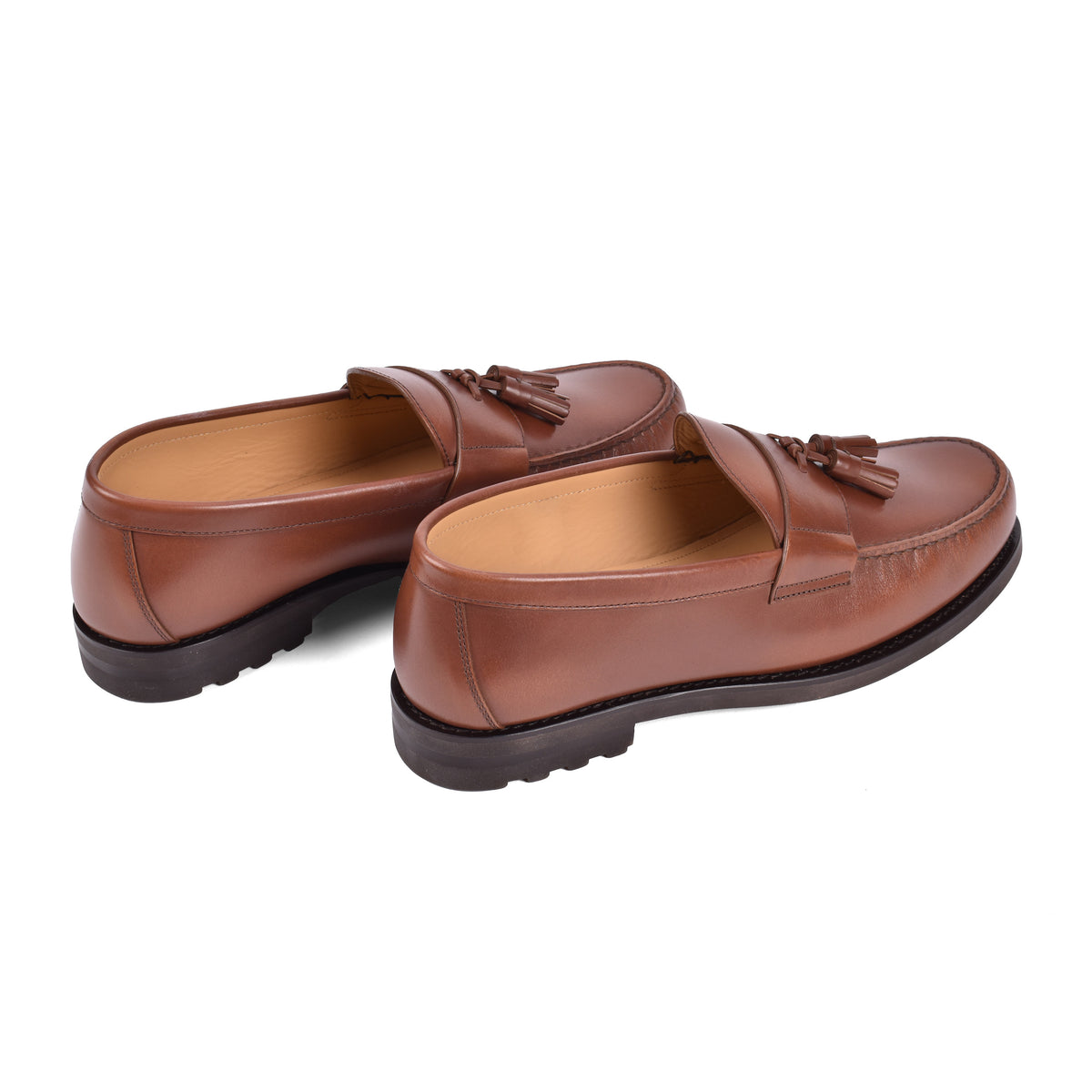 BRUNELLO CUCINELLI MEN'S BROWN LEATHER TASSEL LOAFERS