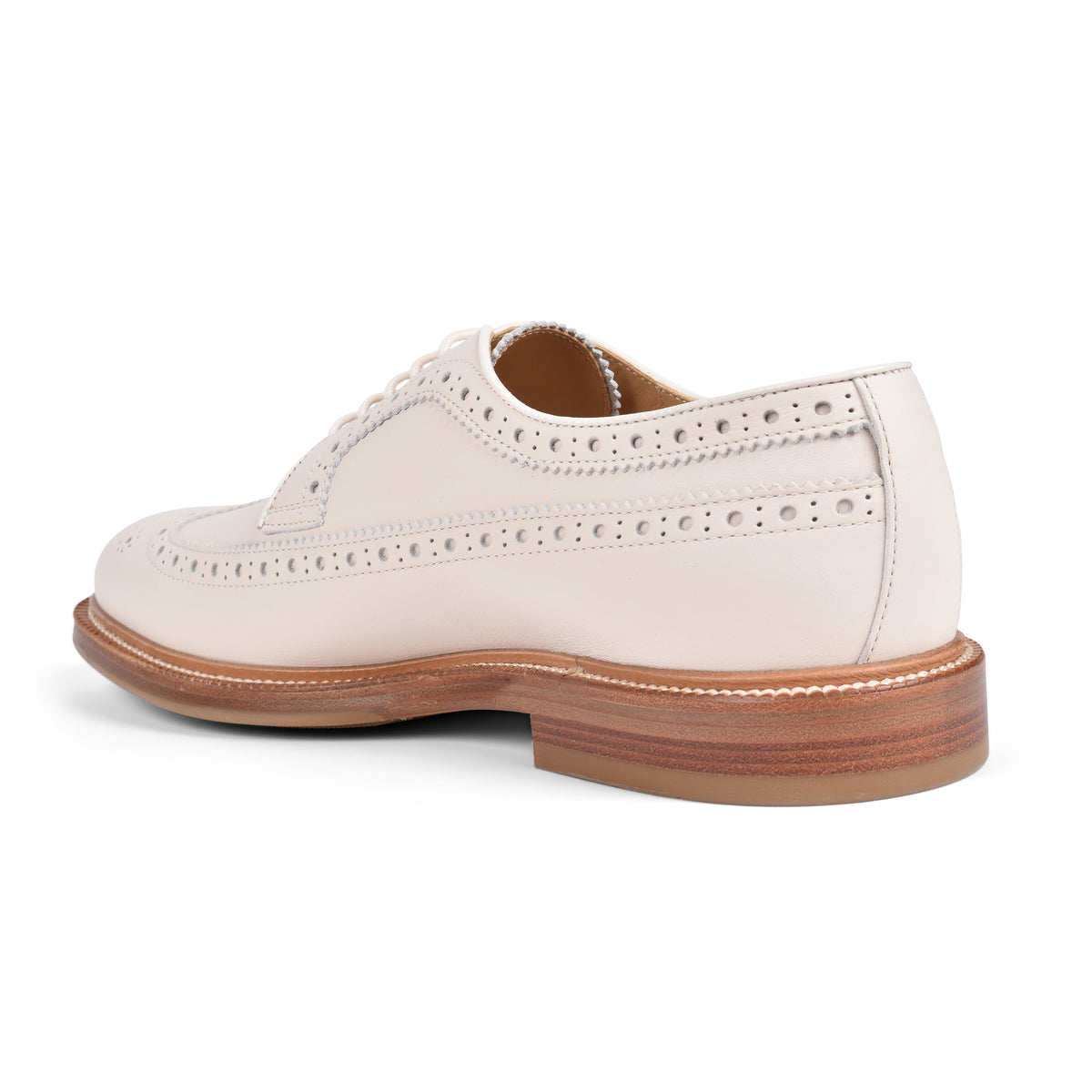 BRUNELLO CUCINELLI MEN'S MILK LEATHER BROGUE LACE UP SHOES