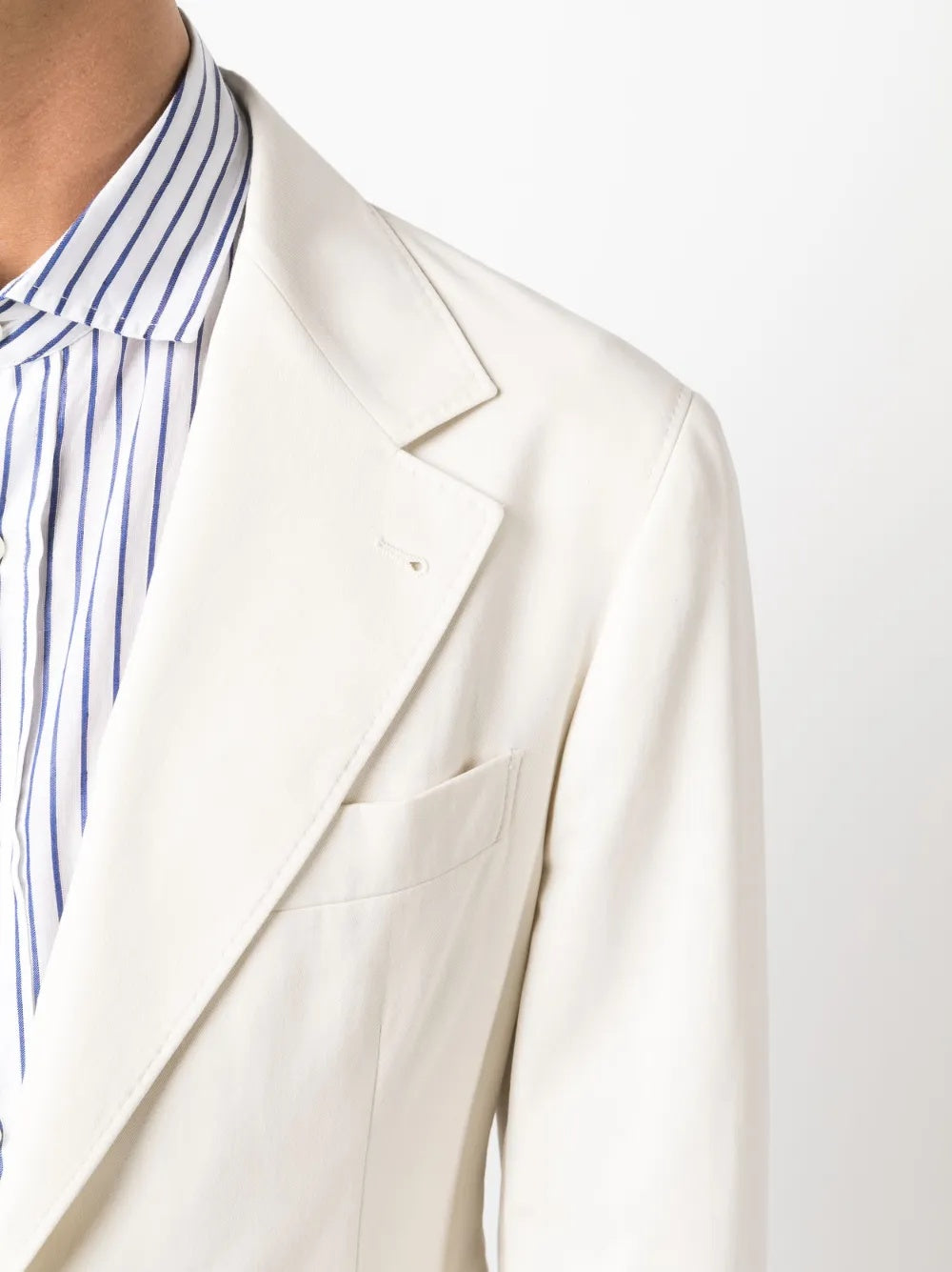BRUNELLO CUCINELLI MEN'S OFF WHITE COTTON WOOL BLEND BLAZER