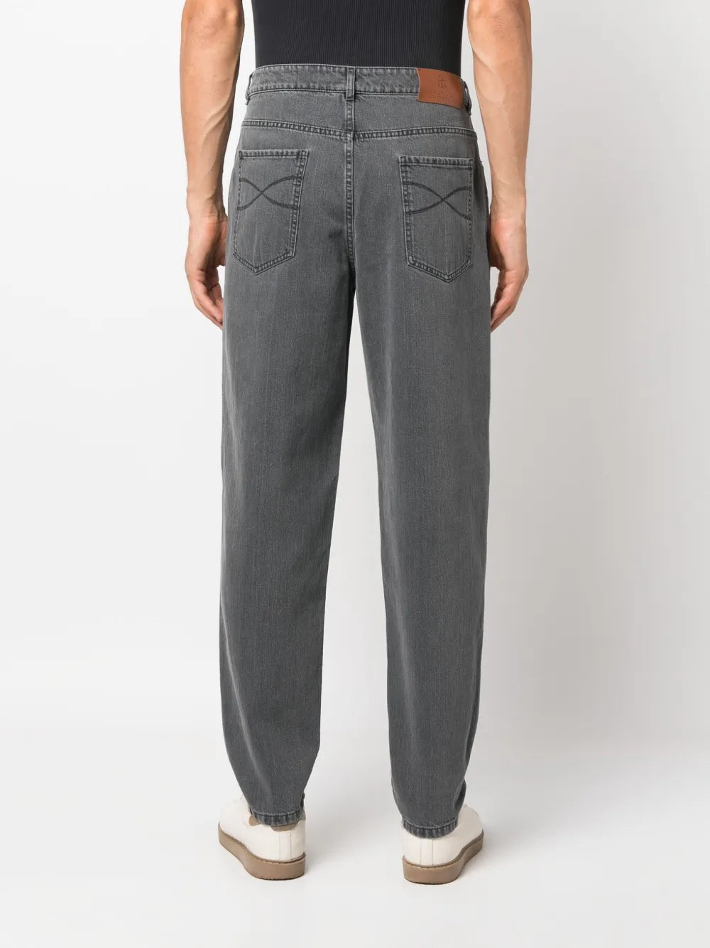 BRUNELLO CUCINELLI MEN'S CHARCOAL STRAIGHT LEG TROUSERS