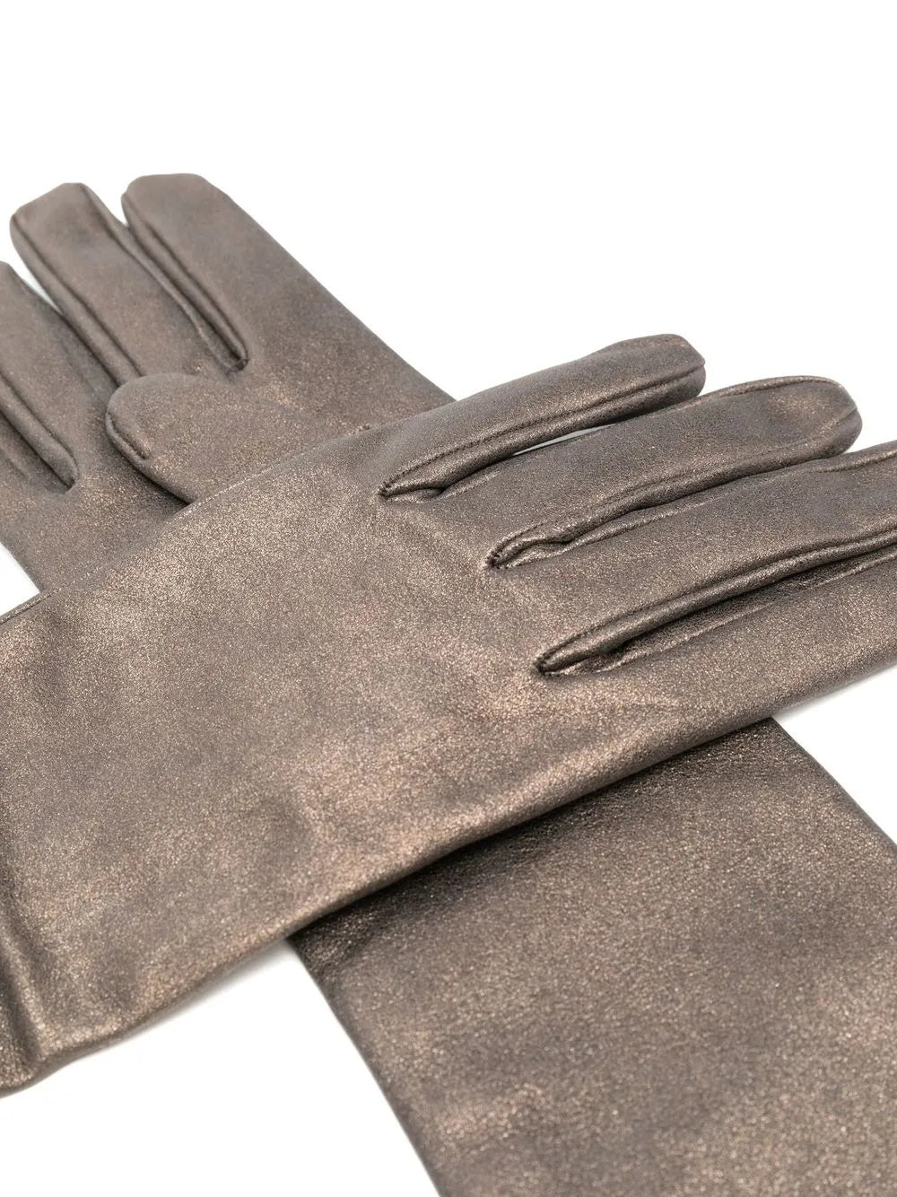 BRUNELLO CUCINELLI WOMEN'S BRONZE LONG LEATHER GLOVES
