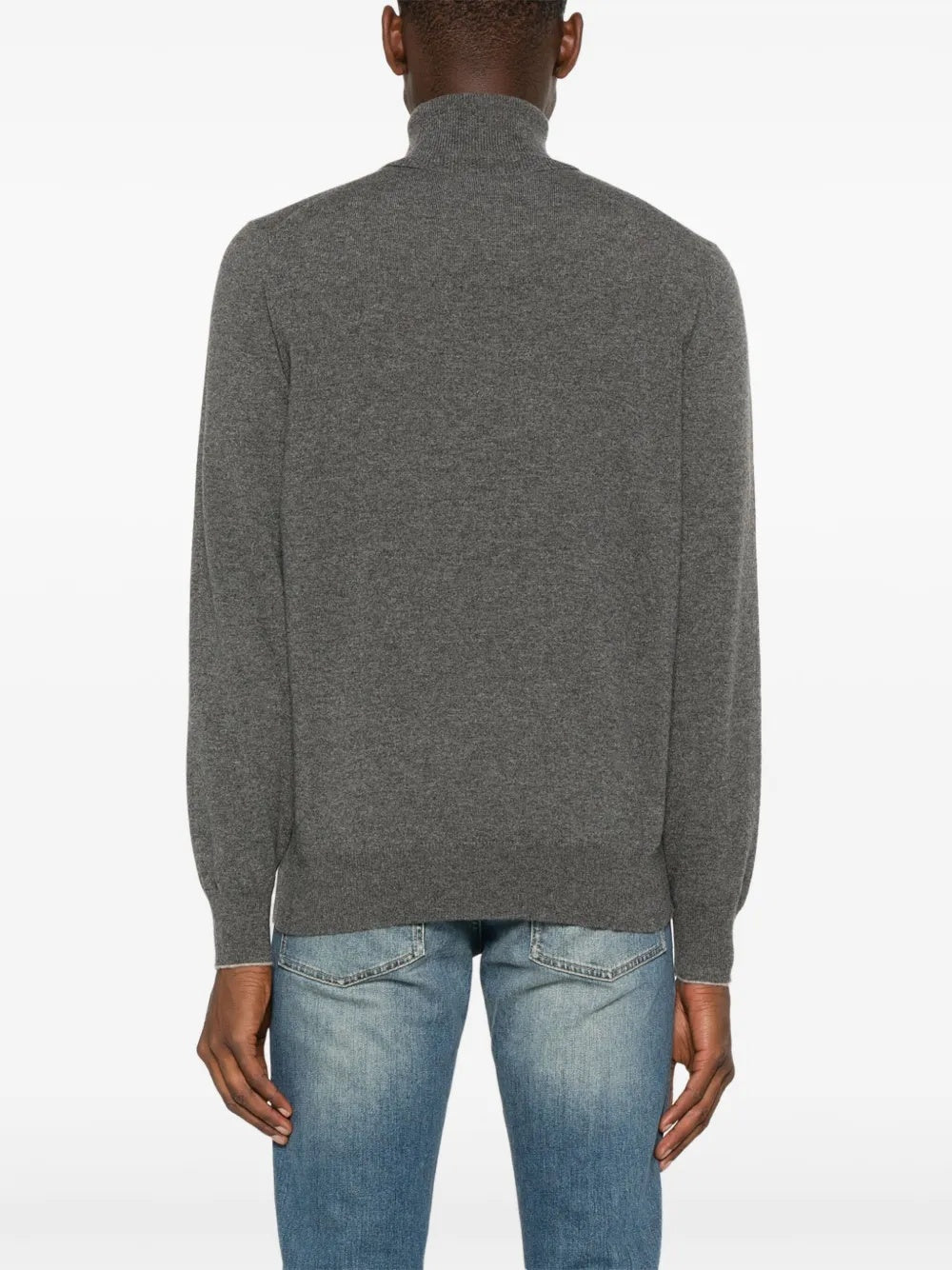 BRUNELLO CUCINELLI MEN'S GREY TURTLENECK SWEATER