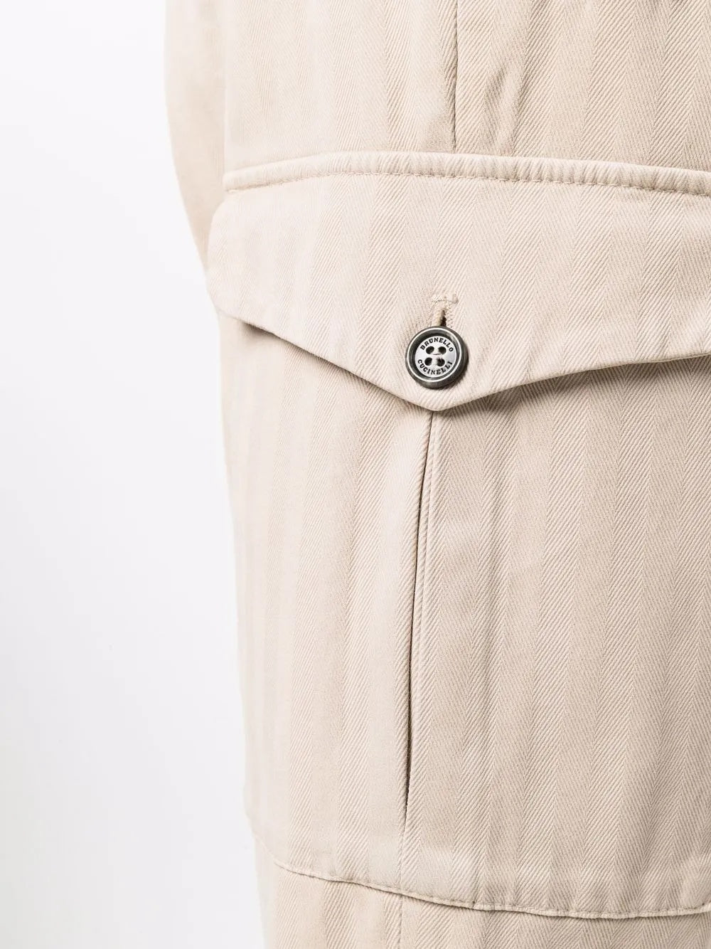 BRUNELLO CUCINELLI MEN'S BEIGE CARGO PANTS WITH ELASTIC CUFFS